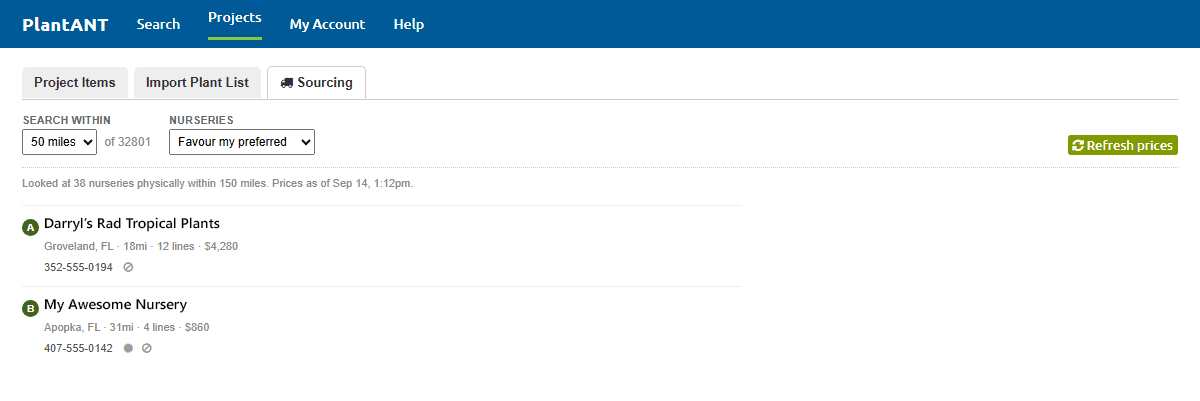 Sourcing tab nursery modes