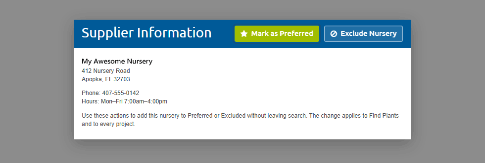 Mark as Preferred or Exclude from supplier information